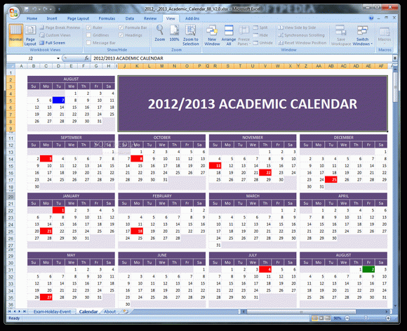 2012 - 2013 Academic Calendar Crack Plus Serial Key