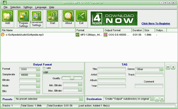 4Musics MP3 to OGG Converter Crack + Serial Key Updated