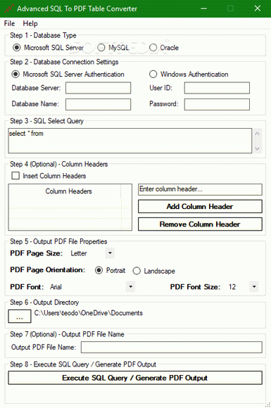 Advanced SQL To PDF Table Converter Crack With Serial Key