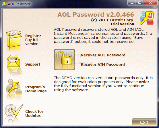 AOL Password Crack + License Key Updated