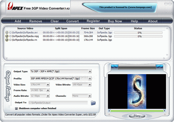 Apex Free 3GP Video Converter Crack With Activator