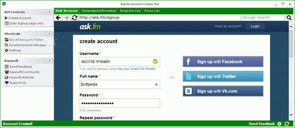 Ask.FM Account Creator Bot Crack + Activation Code