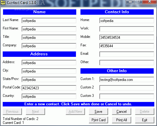 Contact Card Crack With Serial Number