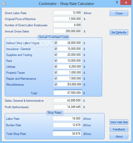 Costimator - Shop Rate Calculator Crack Full Version