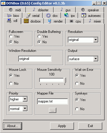 DOSBox (0.65) Config Editor Crack & Serial Number