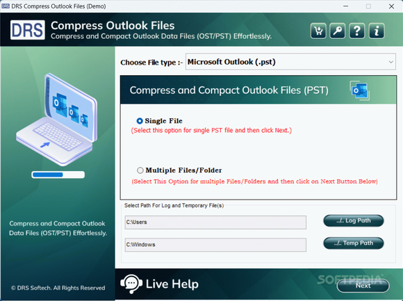 DRS Compress Outlook Files Activator Full Version
