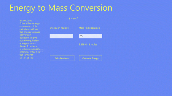 Energy to Mass Calculator for Windows 8 Crack + Activator (Updated)