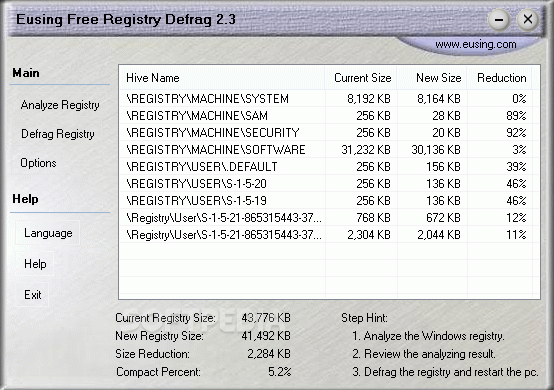 Eusing Free Registry Defrag Crack With Serial Key Latest