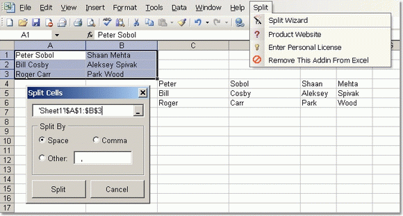 Excel Split Names & Addresses Into Multiple Cells (Columns) Software Crack + Keygen Download