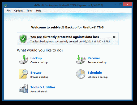 zebNet Backup for Firefox TNG Crack With Activation Code
