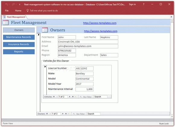 Fleet Management System Access Database Templates Serial Number Full Version