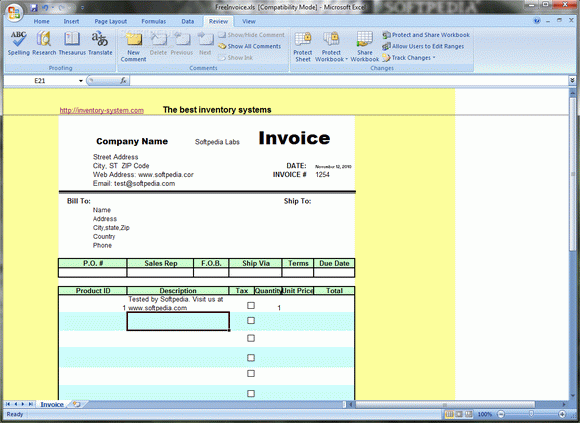 Free Excel Invoice template Crack + Keygen