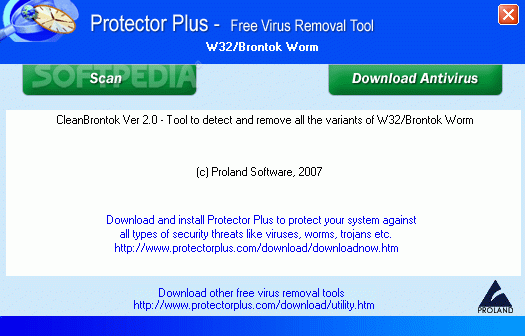 Free Virus Removal Tool for W32/Brontok Worm Crack & License Key