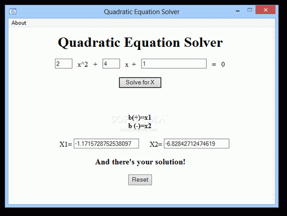 Quadratic Equation Solver Serial Number Full Version