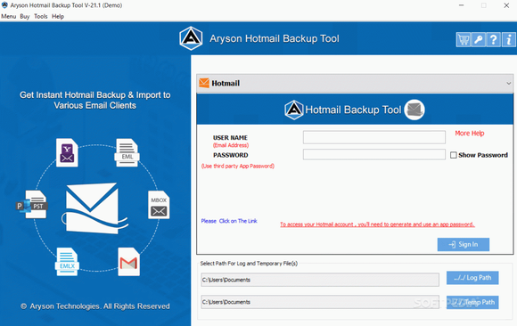 Aryson Hotmail Backup Tool Crack + License Key Updated