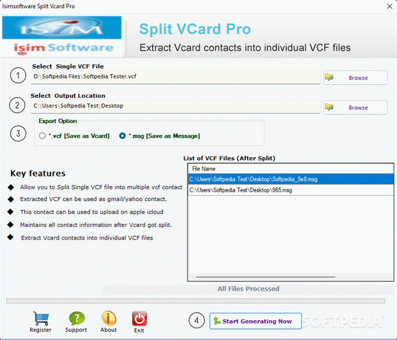 isimSoftware Split Vcard Pro Crack & License Key