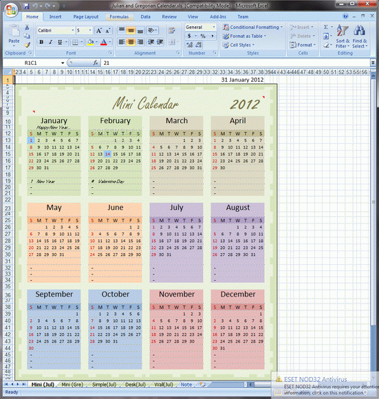 Julian and Gregorian Excel Calendar Crack With Keygen Latest 2024
