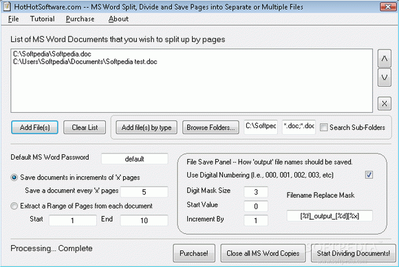 MS Word Split, Divide and Save Pages into Separate or Multiple Files Crack + Serial Number