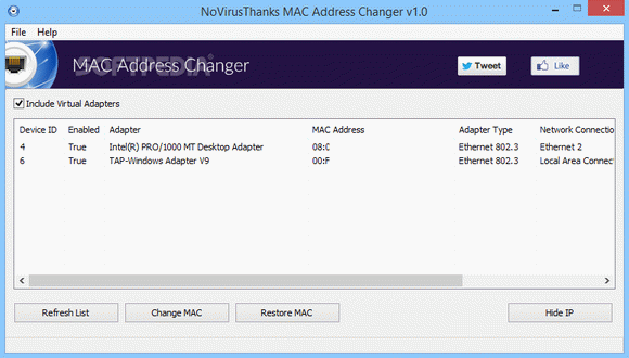 NoVirusThanks MAC Address Changer Activation Code Full Version