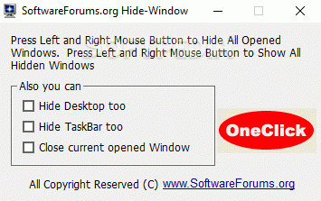 OneClick Hide Window Crack + Serial Key Download