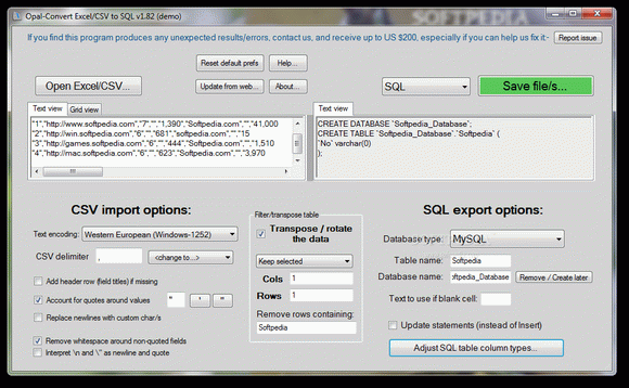 Opal-Convert Excel/CSV to SQL Crack + Activation Code Updated