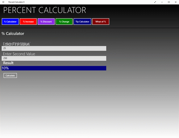 Percent Calculator 8 for Windows 10/8.1 Activator Full Version