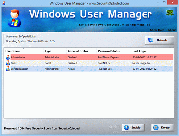 Portable Windows User Manager Crack + Activation Code Download