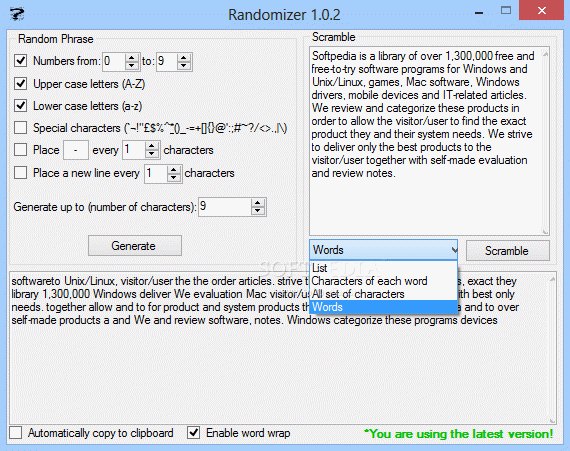 Randomizer (formerly Random Phrase Generator) Crack & Activation Code