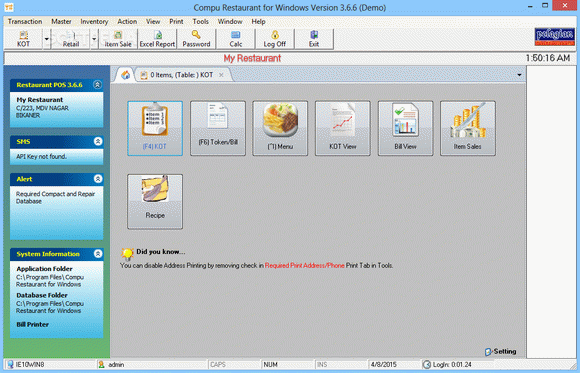 Compu Restaurant (formerly Restaurant Billing Software) Activation Code Full Version