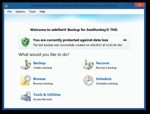 zebNet Backup for SeaMonkey TNG Crack & Keygen