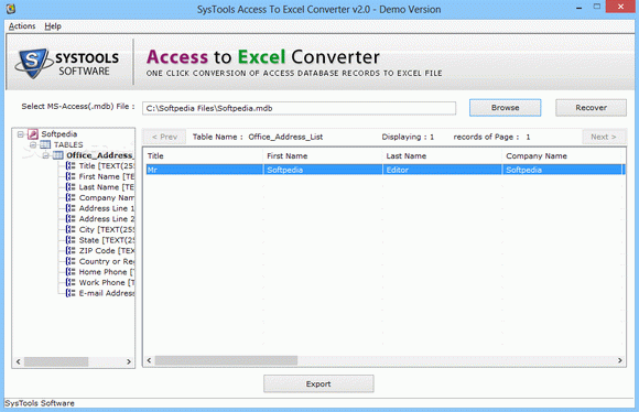 SysTools Access to Excel Converter Crack & Activation Code