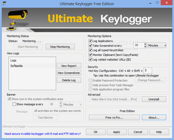 Ultimate Keylogger Free Edition Crack & Activation Code