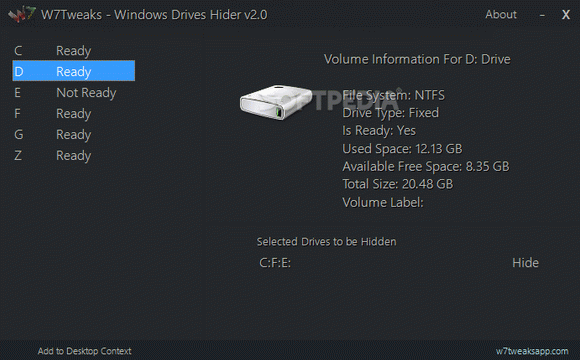 W7Tweaks - Simple Windows Drive Hider Crack + Activator Updated