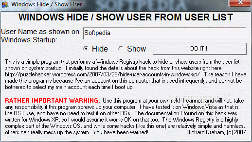 Windows Hide / Show User (formerly WiHi Shus) Crack With Activator Latest