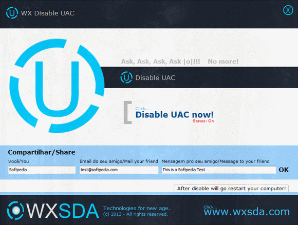 WX Disable UAC Crack & Activation Code