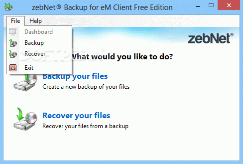 zebNet Backup for eM Client Free Edition Crack Plus Activator
